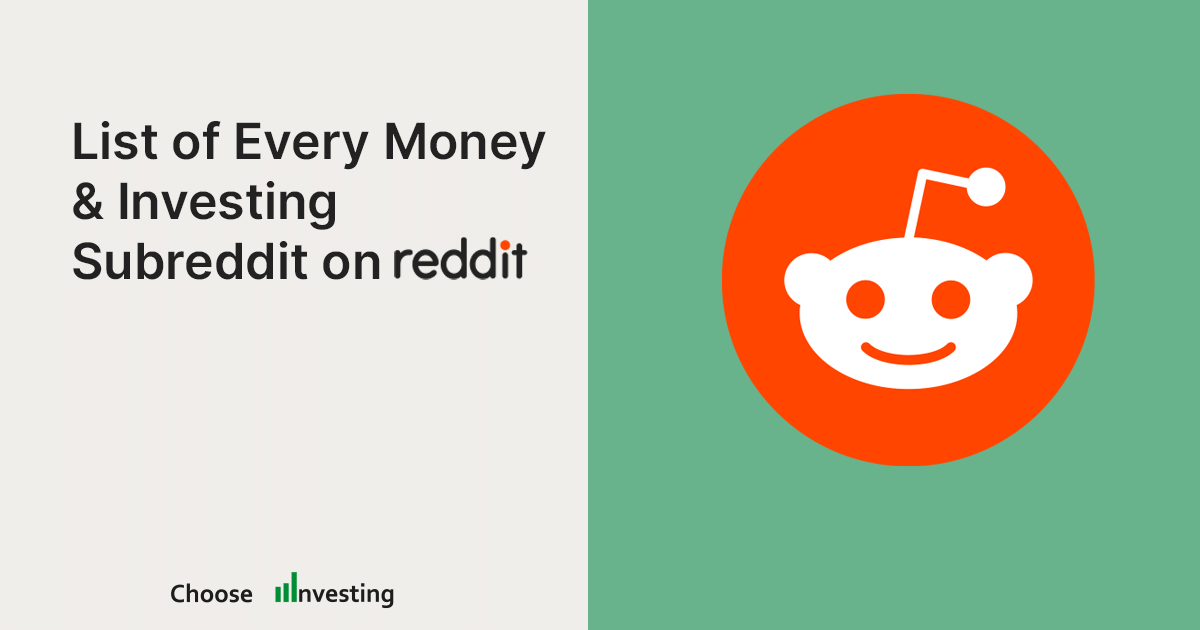 Reddit logo with the text List of every money and investing subreddit on reddit